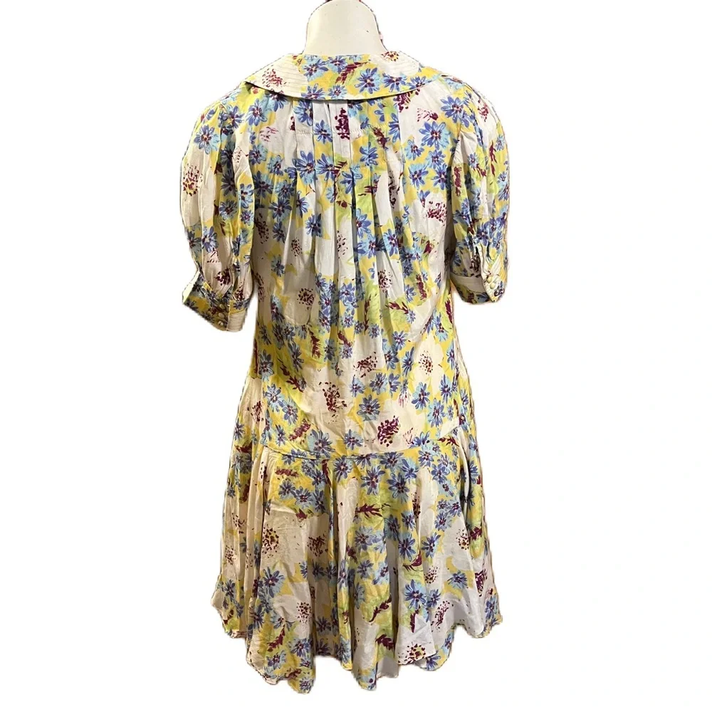 Free People Sugar Crush V-neck Puff Sleeve Floral Mini Dress small